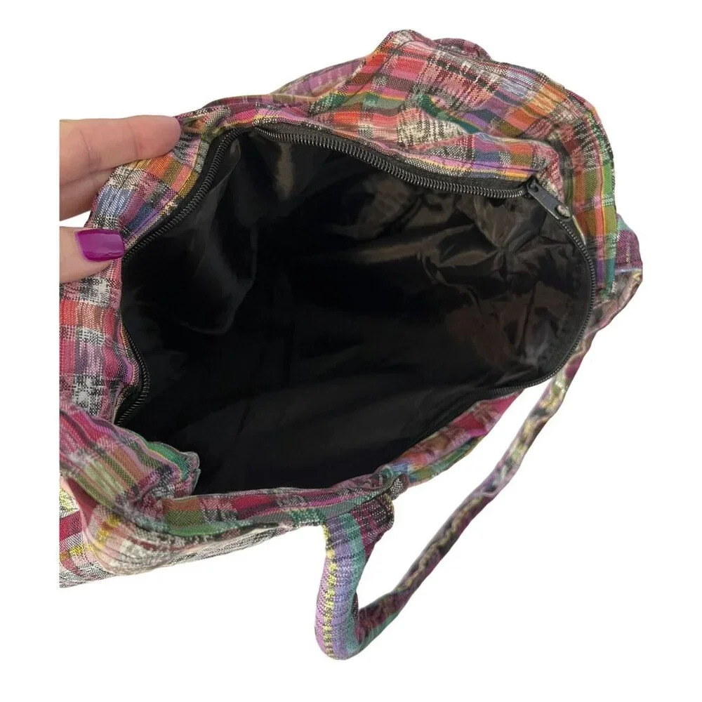 Floral Embroidered Hobo Bag With Zipper Closure Boho Hippie Artsy - Picture 6 of 7